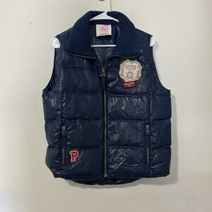 Victoria Secret Pink Puffer Vest Large Trustees Of The University Navy Blue Y2K